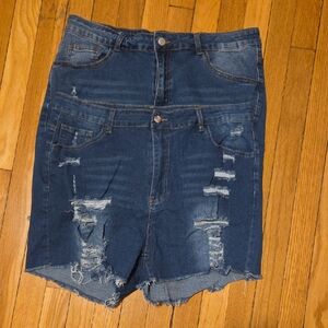 Lot Of 2 Plus Size Distressed Jean Shorts Size 2XL